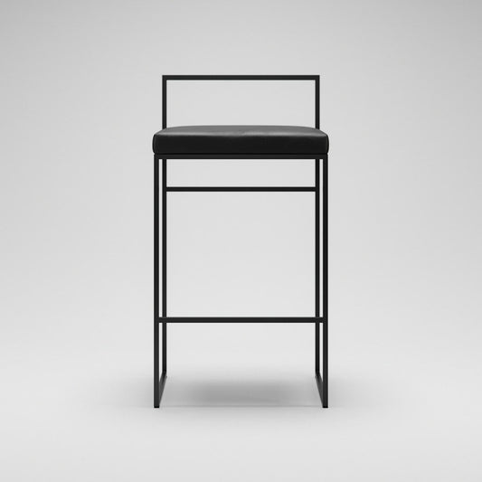 Department Bar Stool with Backrest 80 cm Black/Black Leather