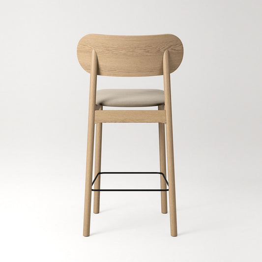 Decotique Elephant Bar Stool Natural Oak/Beige Velvet