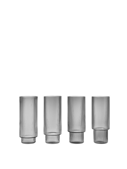 Ripple Long Drink Glasses (Set of 4) by Ferm Living
