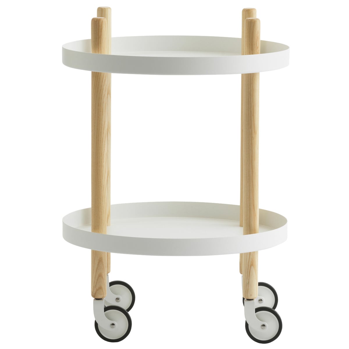 Block table trolley, round, white