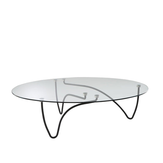 Rythme - Low Oval Tempered Glass Coffee Table by Ligne Roset #Lacquered Black