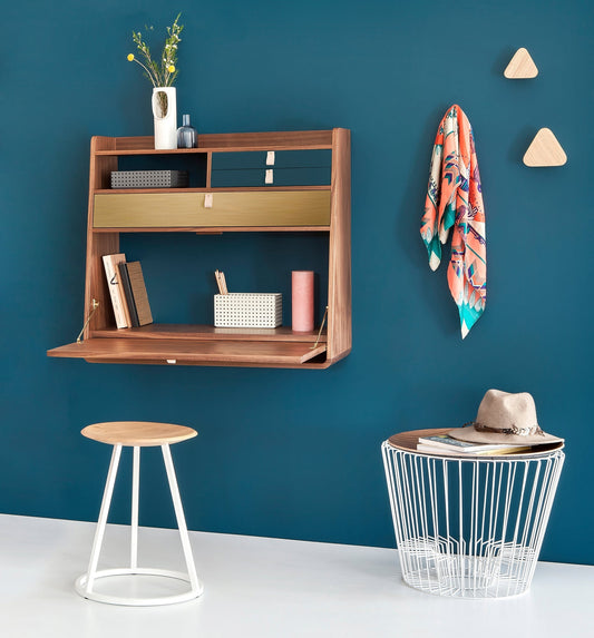 Gaston wall desk, 80 cm, oak - ash green - sage
