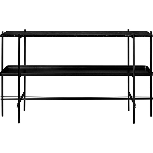 TS Console Table H72 cm with 2 Shelves and Tray Black/ Black Marquina Marble