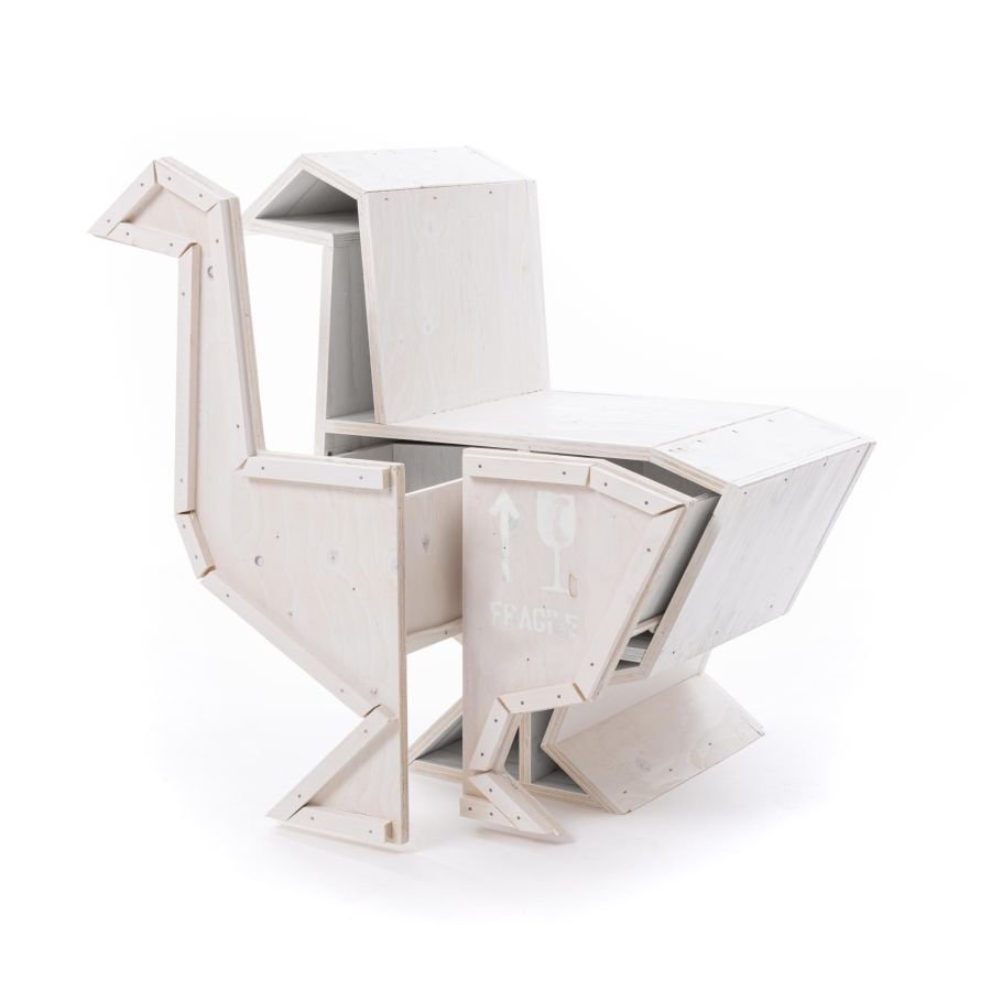 Wooden sideboard with doors Sending Goose by Seletti
