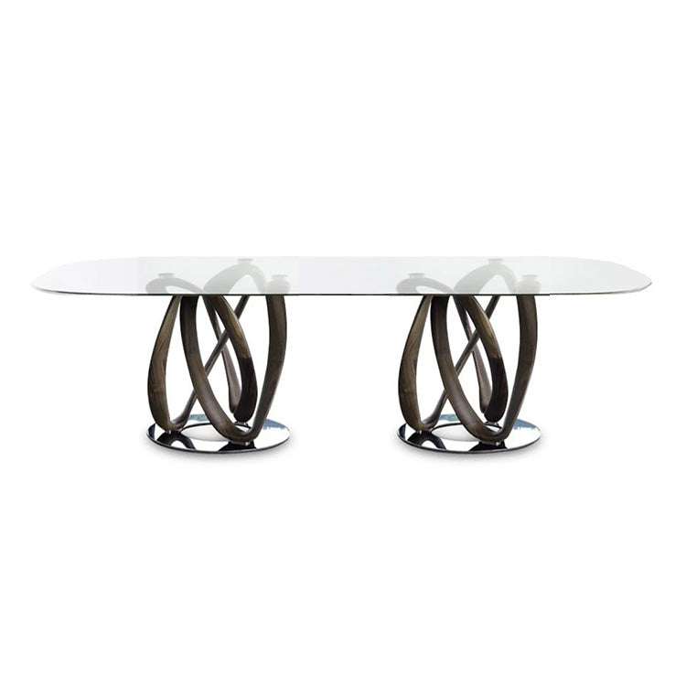 INFINITY - Oval Table with 2 Base (Glass)