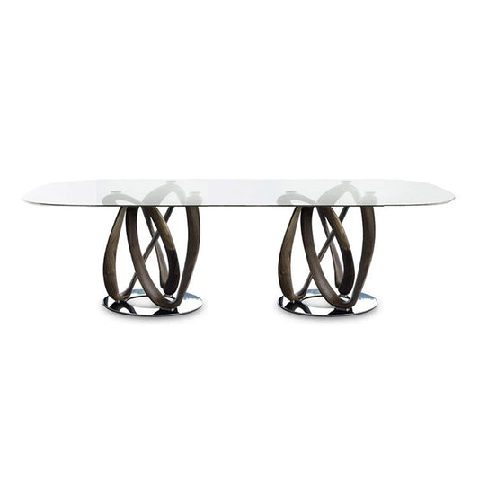 INFINITY - Oval Table with 2 Base (Glass)