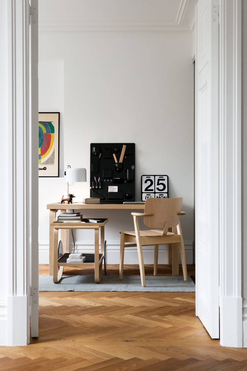 Aalto table 80A, birch - white laminate