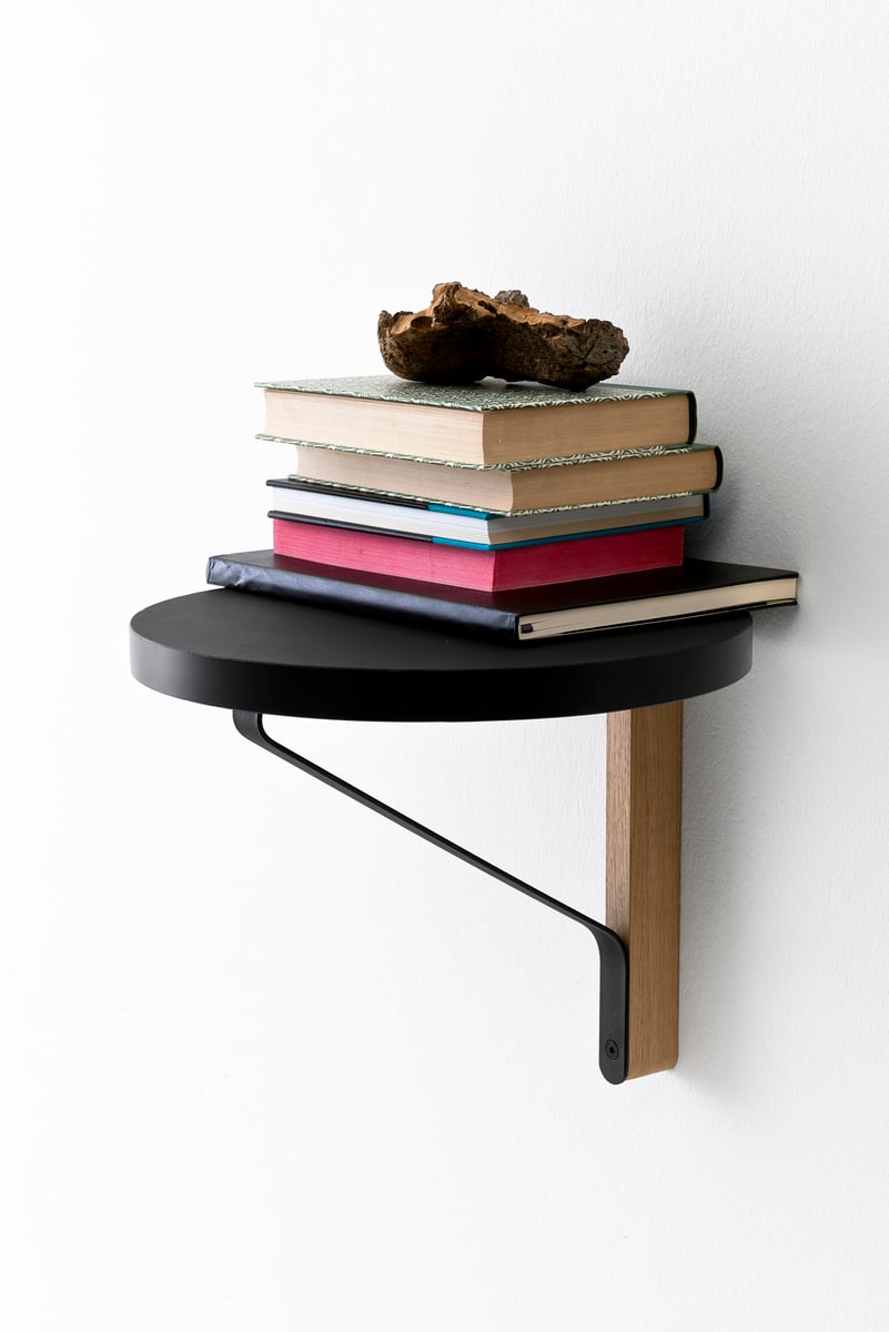 Kaari wall shelf REB 007, black - oak