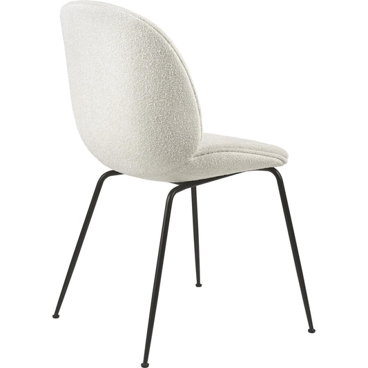 Beetle Dining Chair Upholstered Conic Base Matt Black/Light Bouclé 001