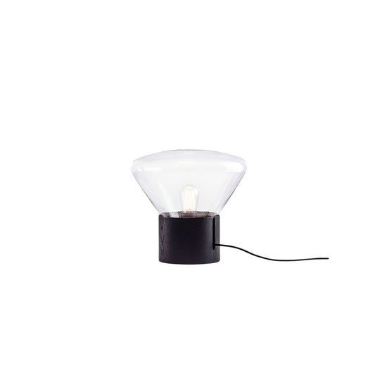 Muffins Wood 01 Table/ Floor Lamp Brown Glass/Natural Oak with Black Cord