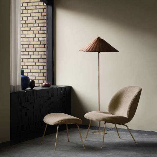 Beetle Ottoman Dora Boucle With Legs In Antique Brass