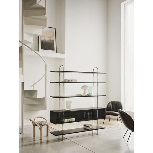 Keen 160 Shelving System 4 Shelves & Box Stainless Steel/Ash Veneer