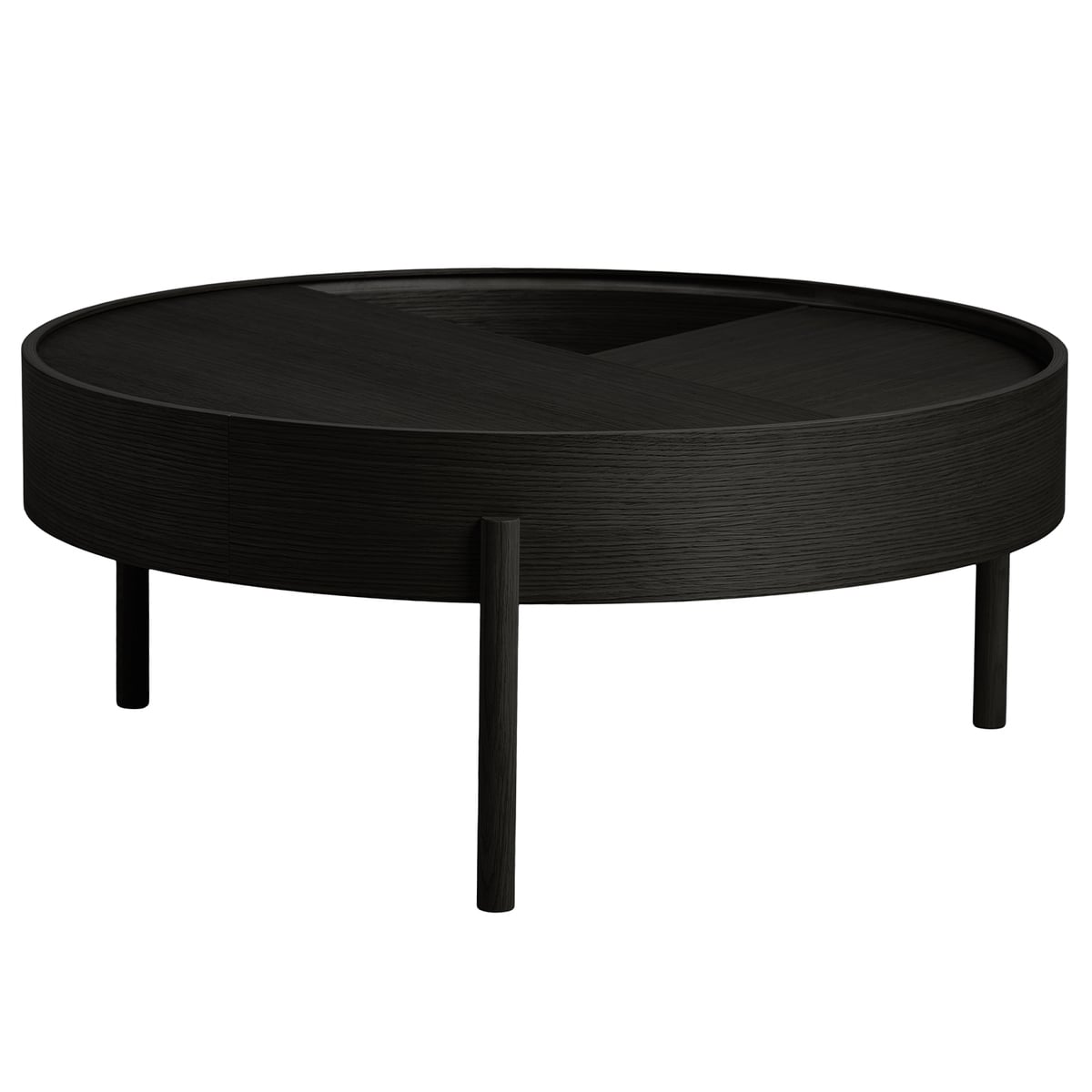 Arc coffee table 89 cm, black painted ash