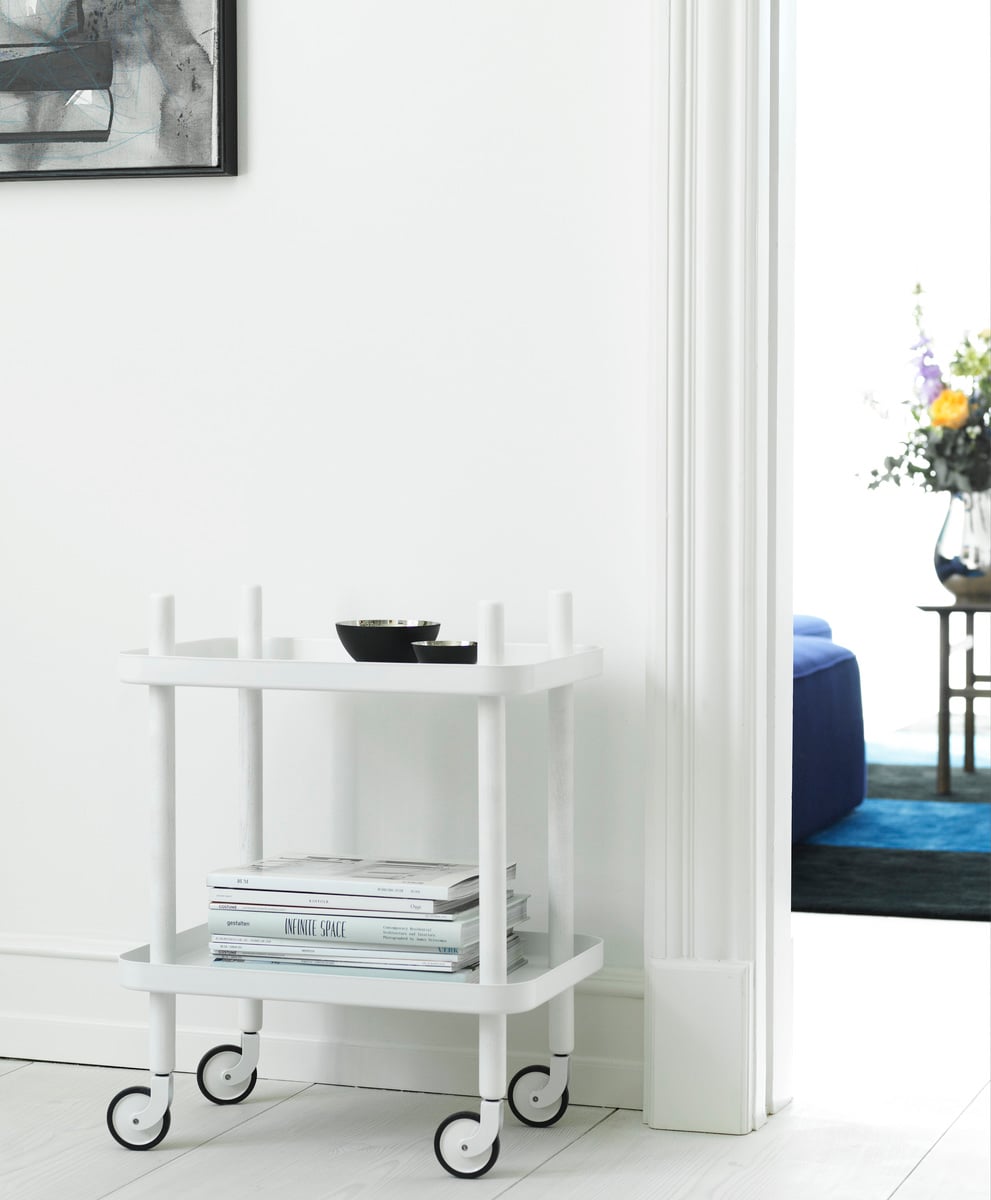 Block table trolley, all white