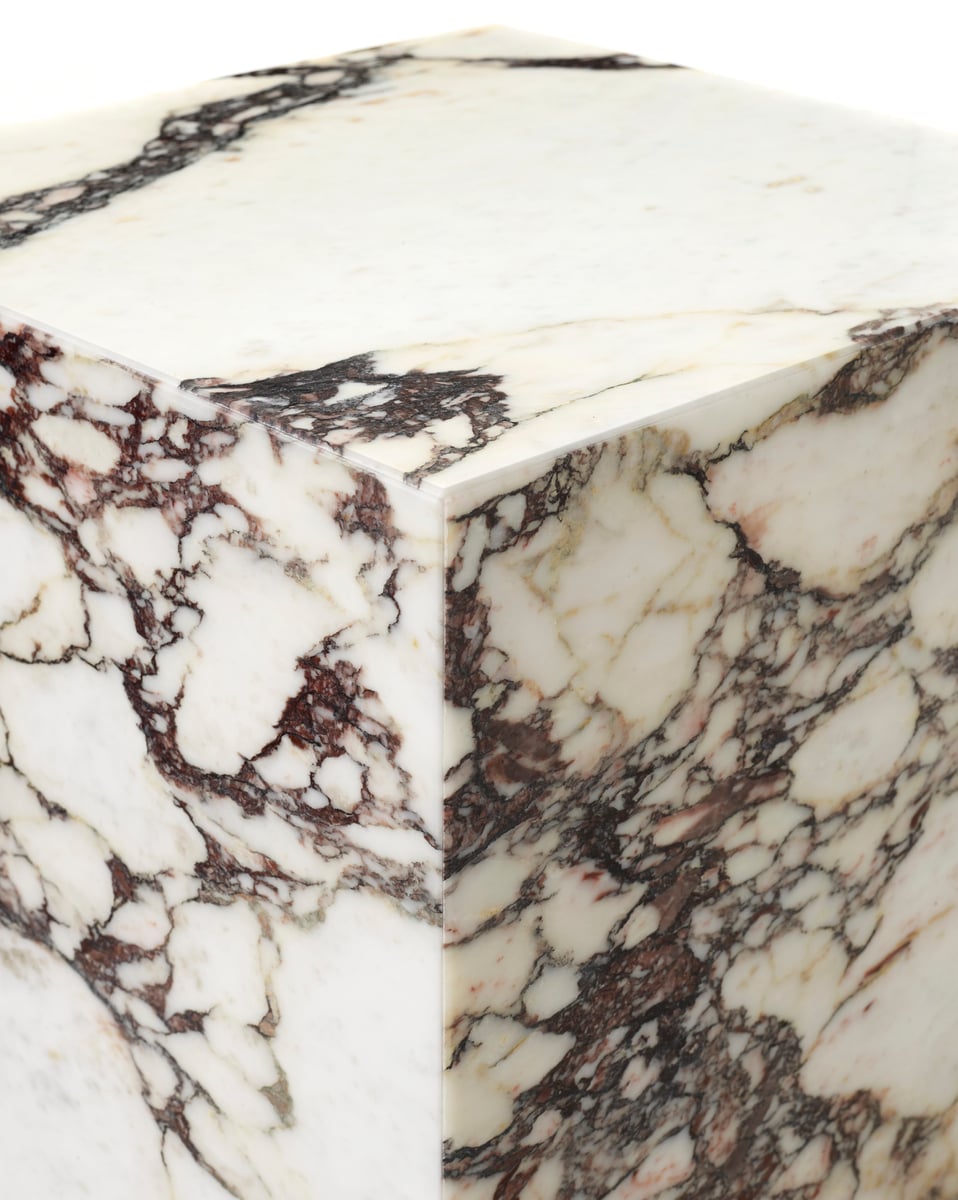 Plinth table, high, Calacatta Viola marble