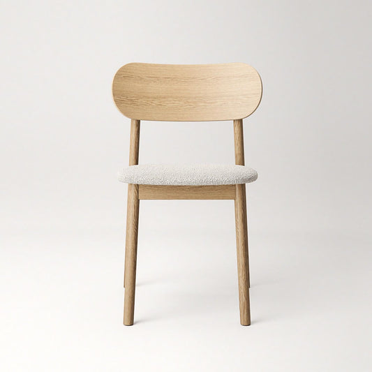 Decotique Elephant Dining Chair Natural Oak/White Bouclé