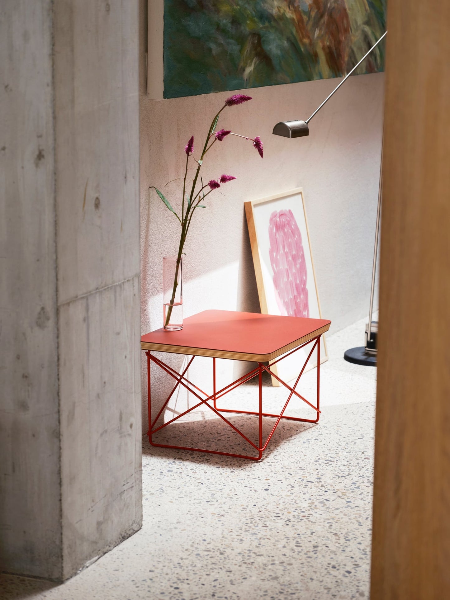 Eames LTR Occasional table, dark brick linoleum - Eames classic red