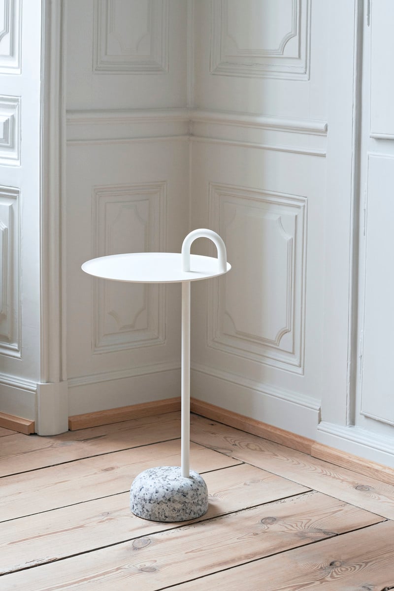 Bowler side table, cream white