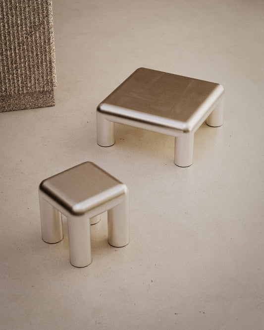 Cubio coffee table, 80 x 80 cm, raw aluminium