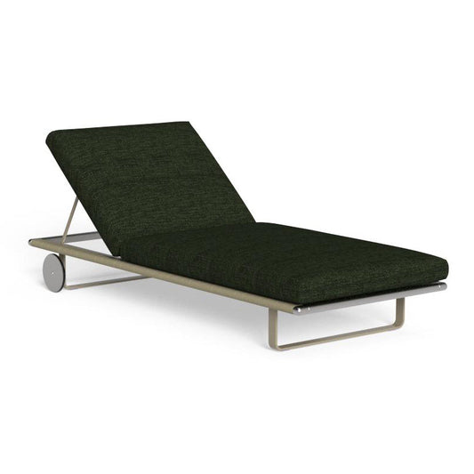 GEORGE - Recliner fabric sun lounger with castors