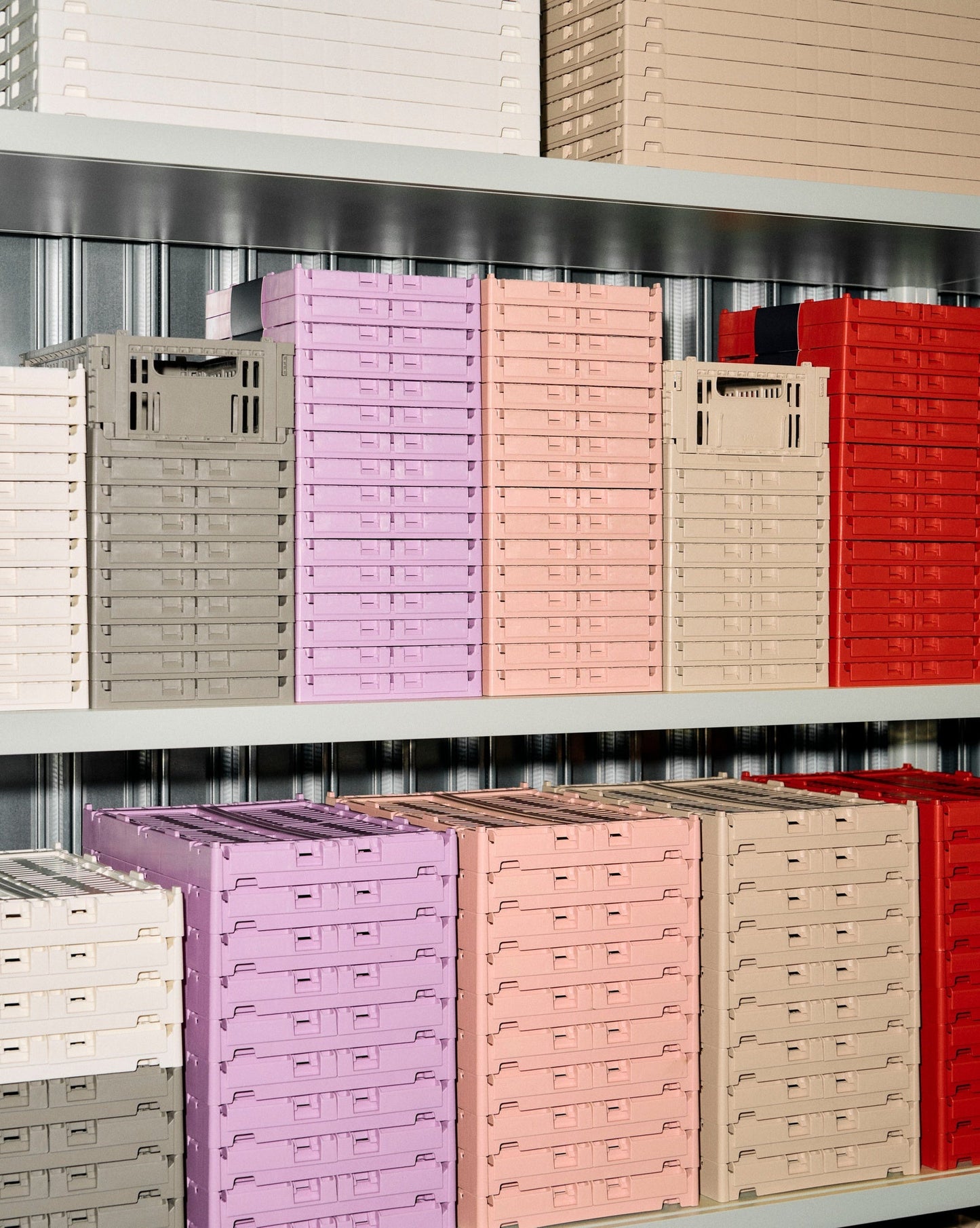 Colour Crate, S, recycled plastic, warm grey