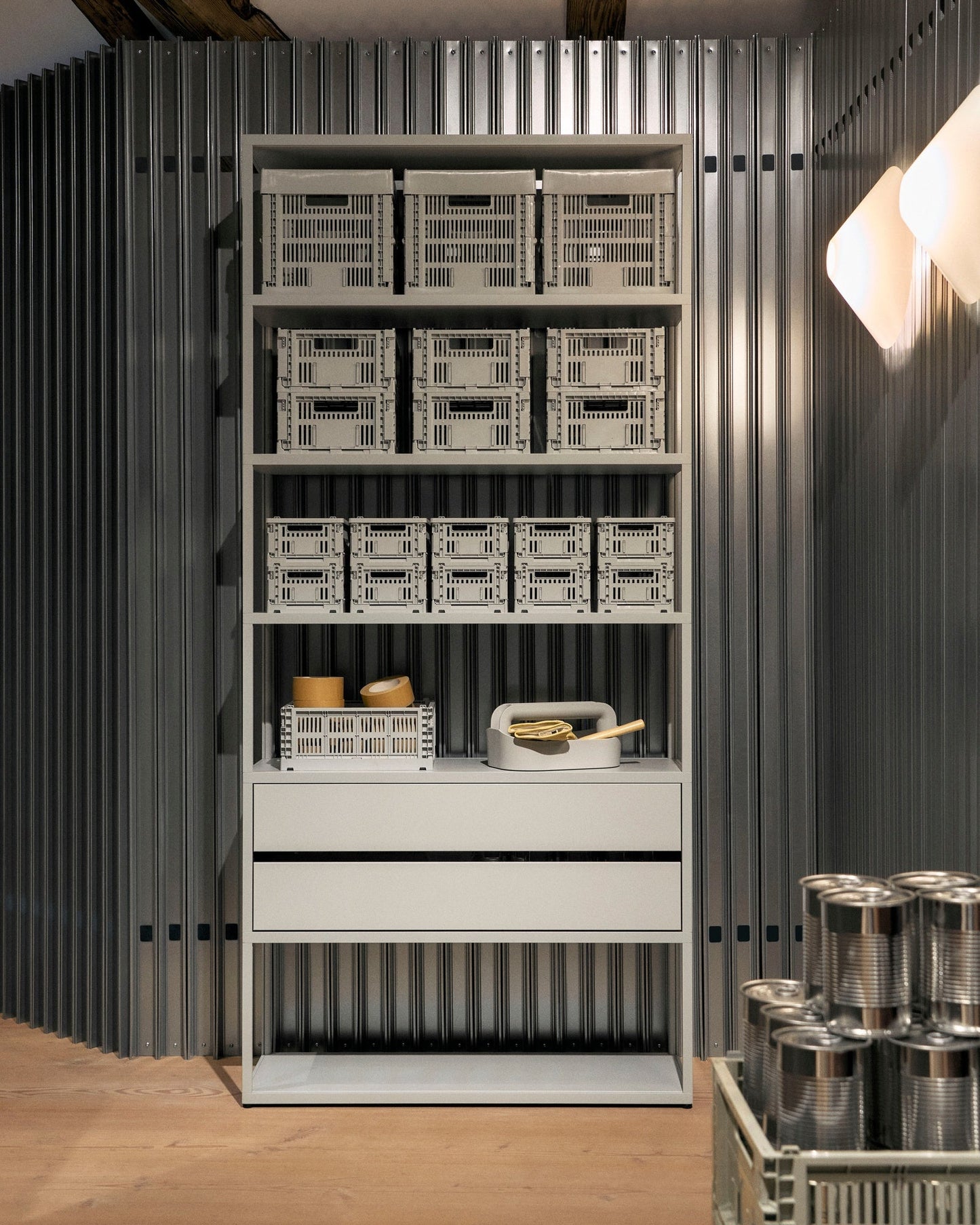 Colour Crate, Cube, recycled plastic, grey