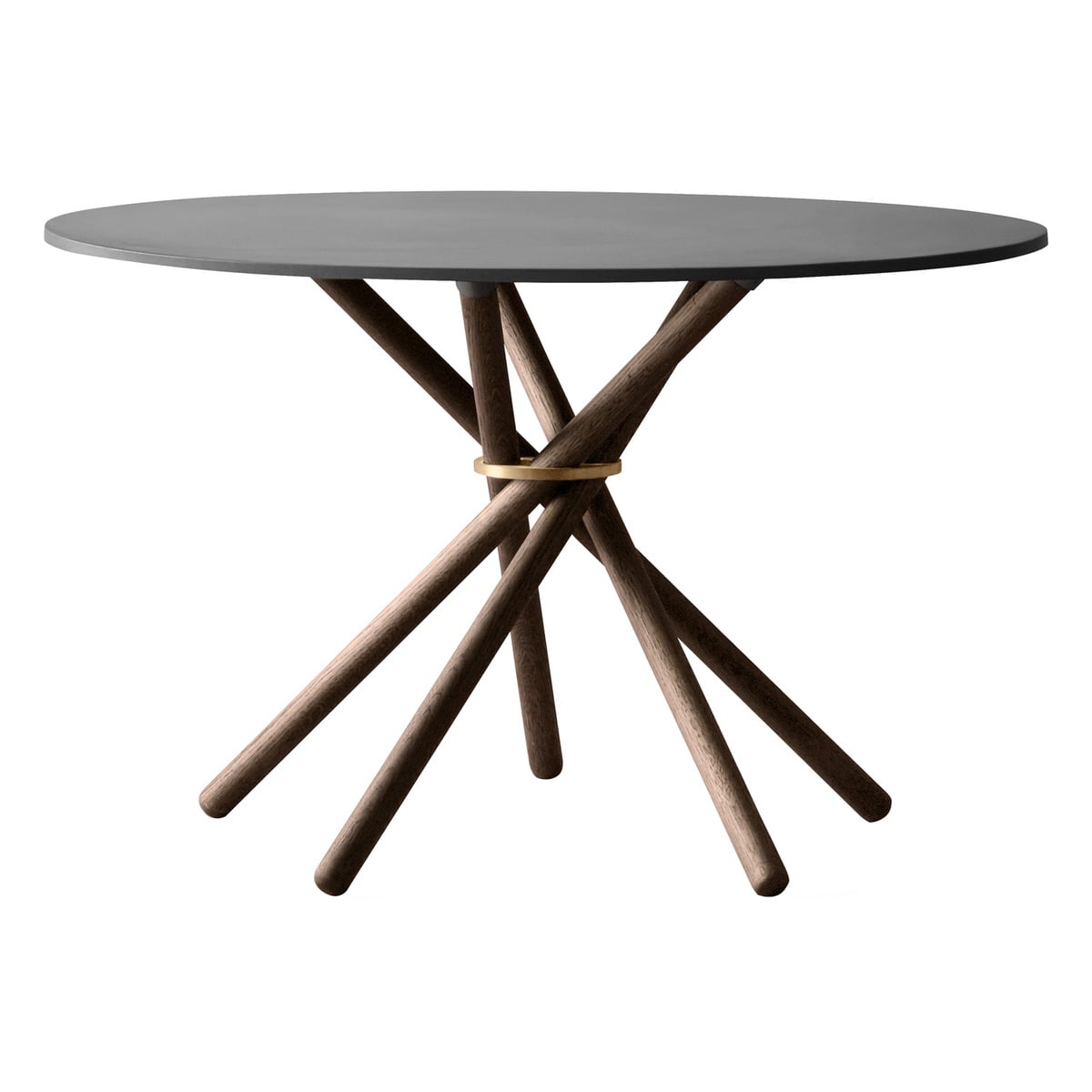 Hector dining table, 120 cm, dark concrete - dark oak