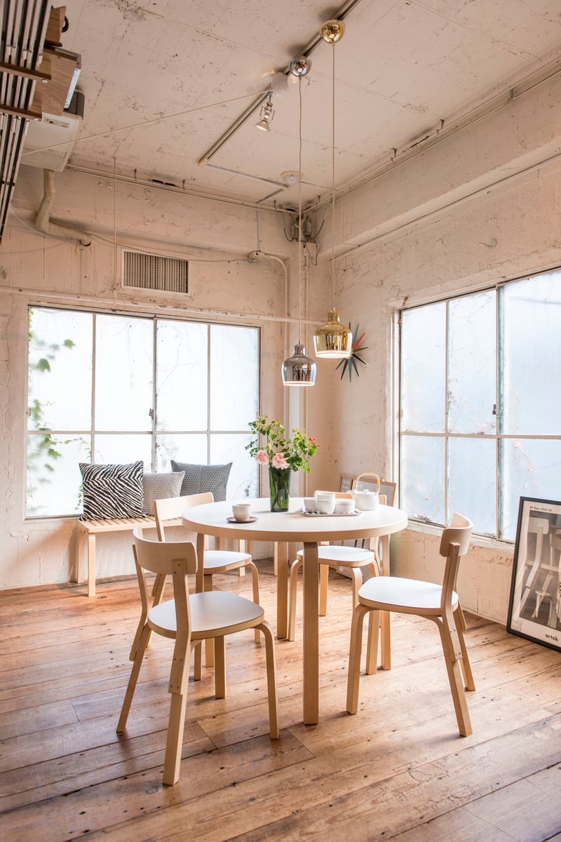 Aalto table 90A, birch - white laminate