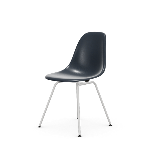 Eames Fiberglass Side Chair Dsx (Without Upholstery) by Vitra #powder-coated white (smooth) / Eames navy blue
