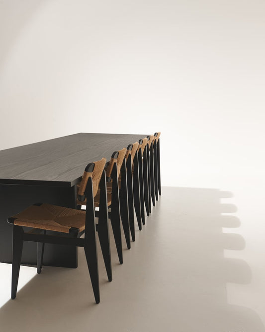 Private dining table, 260 x 100 cm, black / brown stained ash