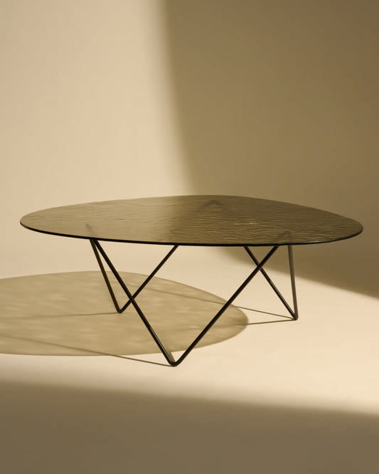 Pedrera coffee table, black - smoke structured glass
