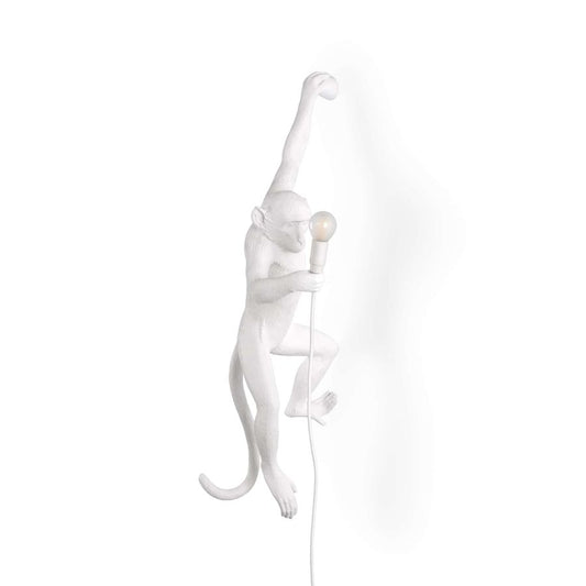 LED Resin Indoor/Outdoor Wall Lamp Monkey Lamp Hanging Left by Seletti #White