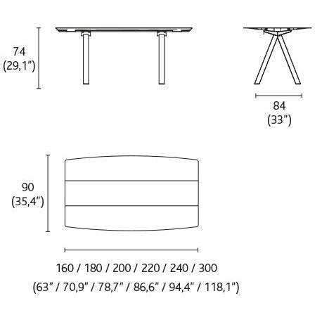 TABLE B 90 - Rectangular Wooden table