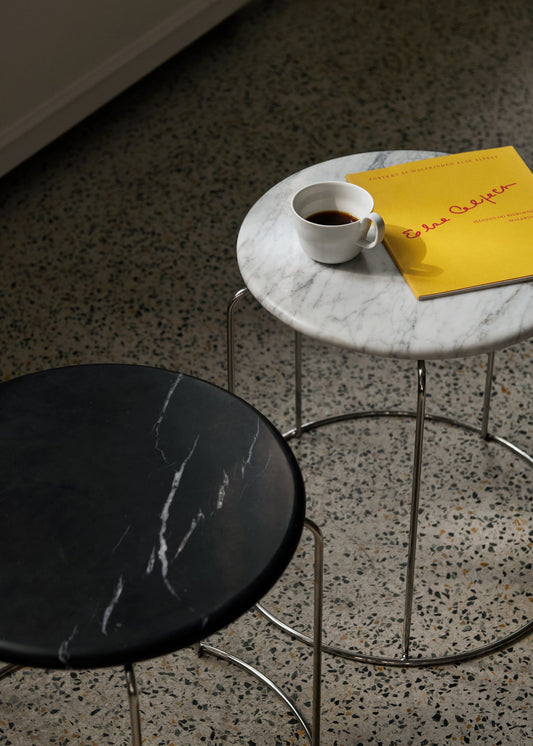 Wire Stool VP11 top, Bianco Carrara marble