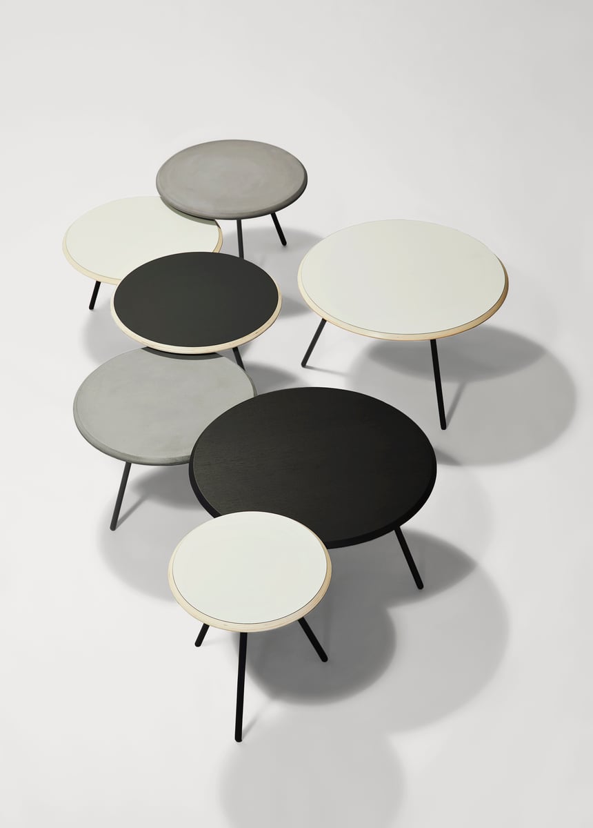Soround coffee table, 75 cm, h. 44,5 cm, black painted ash