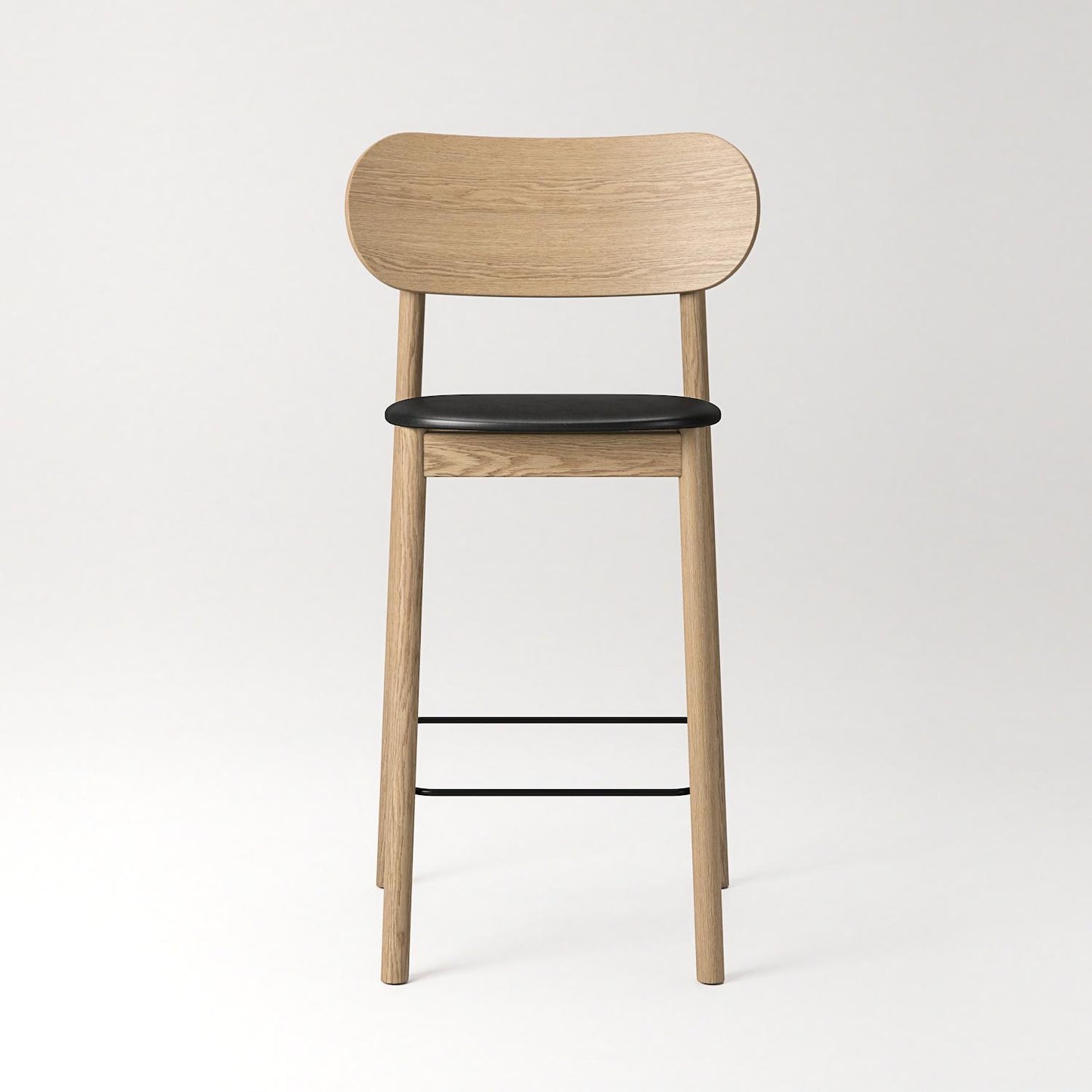 Decotique Elephant Bar Stool Natural Oak/Black Leather