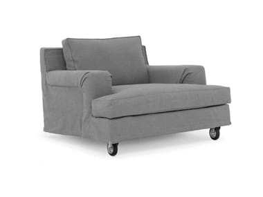 ABERDEEN - Upholstered fabric armchair with armrests by Lema