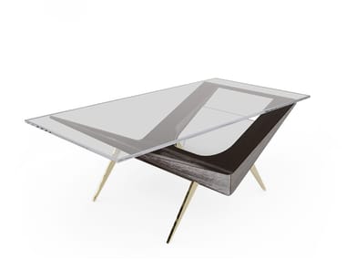 NINO - Rectangular wood and glass coffee table by Essential Home