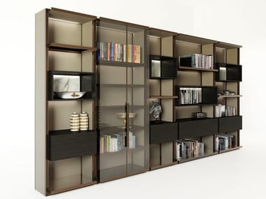 GENESIS - Sectional aluminium storage wall with integrated lighting by Visionnaire