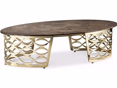 ISIDORO - Oval marble coffee table for living room by Cantori
