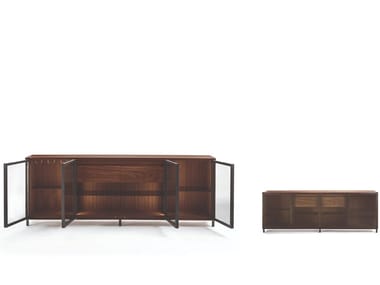 PANDORA GLASS - Multifunctional storage unit in blockboard with glass doors by Riva 1920