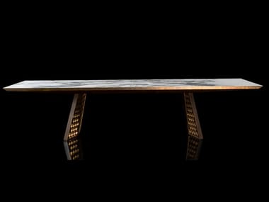 STEALTH - Rectangular table with steel base and marble top by Henge