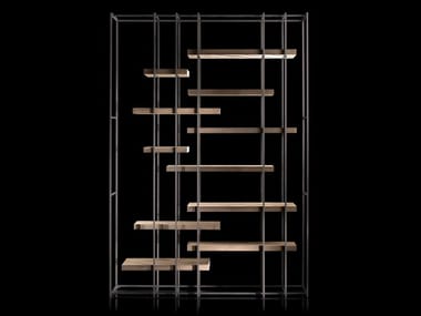 CAGE-B - Steel bookcase with solidwood shelves by Henge