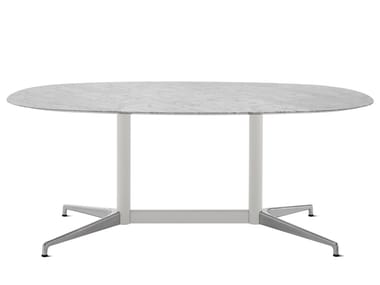 CIVIC - Oval marble meeting table with cable management by Herman Miller