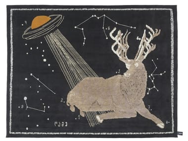 DEER AT NIGHT - Handmade rectangular rug by CC-Tapis