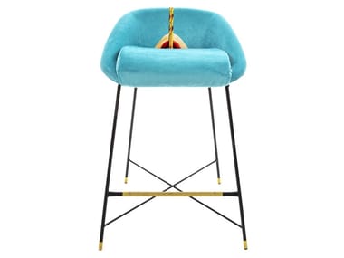 DRILL - High fabric stool with back