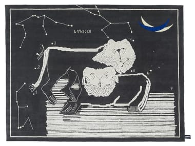 LIONS AT NIGHT - Handmade rectangular rug by CC-Tapis