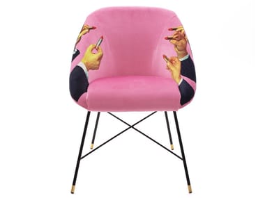 LIPSTICKS PINK - Upholstered fabric chair with armrests