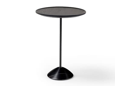 HOURGLASS - Round coffee table with wooden top and marble base by Amura