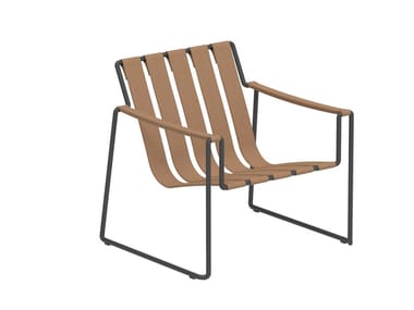 STRAPPY - Sled base Imitation leather easy chair with armrests by Royal Botania